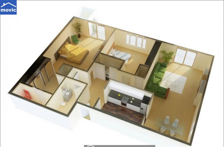 Mẫu thiết kế nội thất chung cư căn hộ nhỏ sắc xanh thoáng đẹp