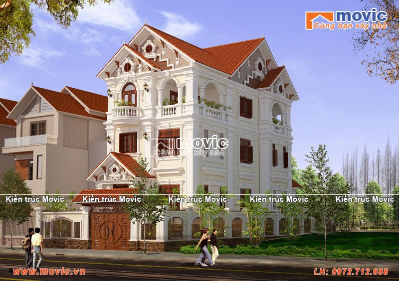 Thiết kế biệt thự 200m2 3 tầng mái nhật 6 phòng ngủ là món quà cho mẹ tại  Thái Bình BT1120223 - Kiến trúc Angcovat